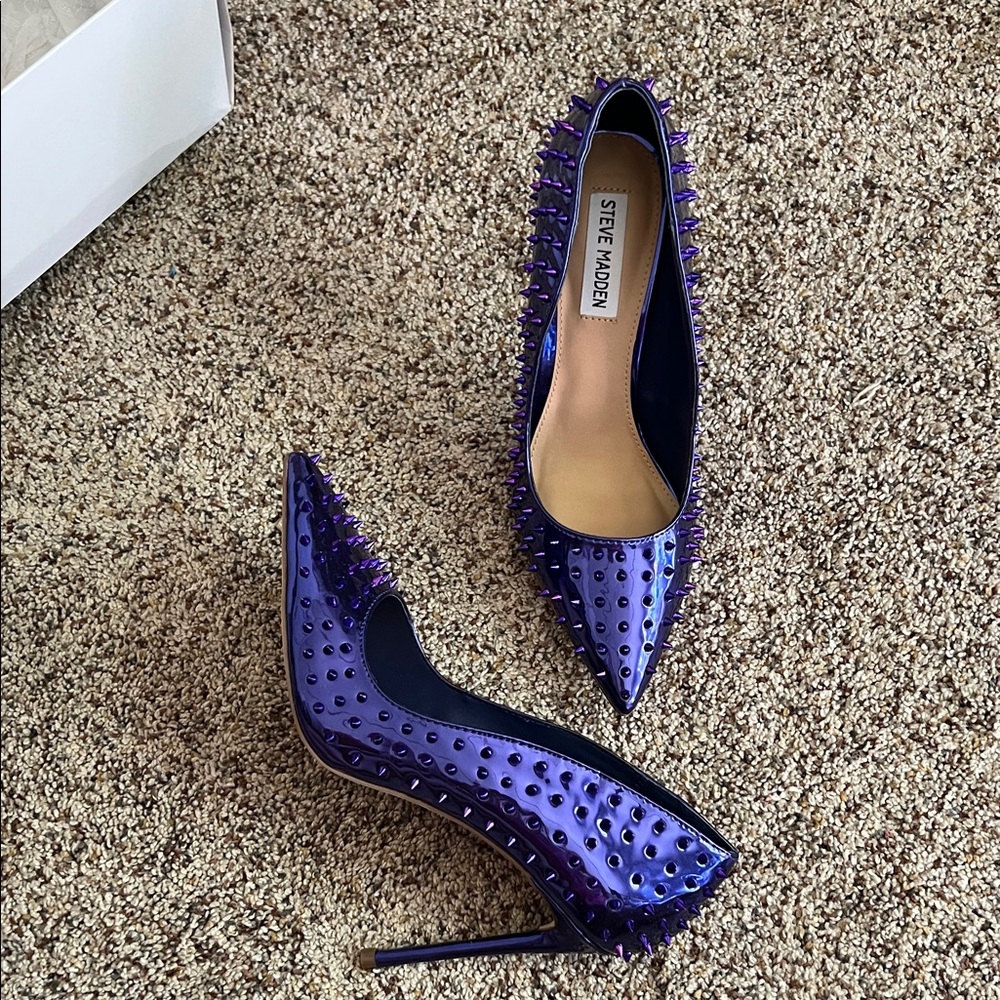 Steve Madden Metallic Purple Spiked Heels